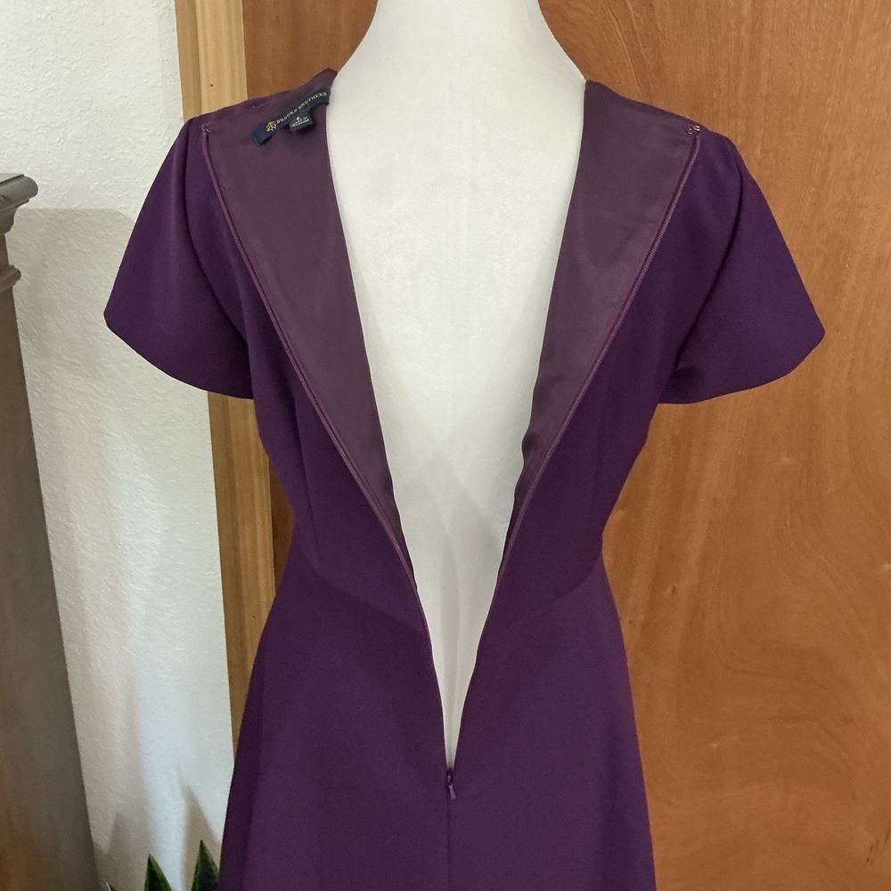 Brooks Brothers Wool Purple A-Line Dress Sz 6 Short Sleeve Career-core Classic - Picture 10 of 16